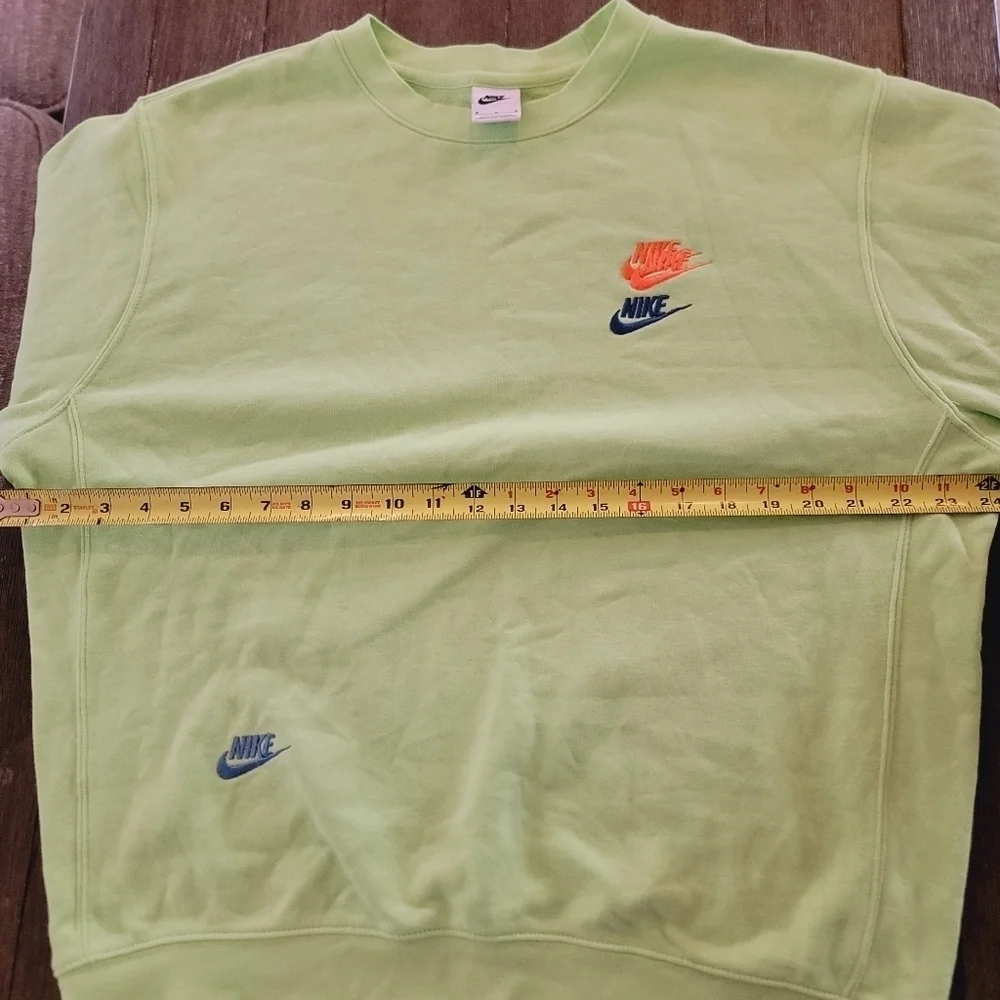 Nike Sportswear Multi Embroidered Logo Sports Round Neck Pullover 'Neon Green' M